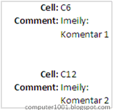 Comment - displayed at end of sheet Comment - displayed at end of sheet