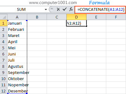 Ketik formula untuk menggabungkan sel Ketik formula untuk menggabungkan sel