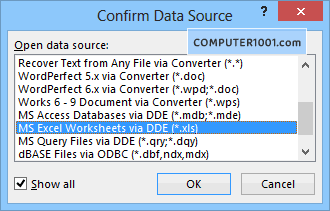 Confirm Data Source - Show all