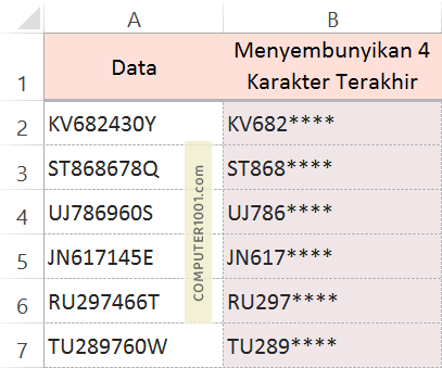 Menyembunyikan 4 Karakter Terakhir Menyembunyikan 4 Karakter Terakhir