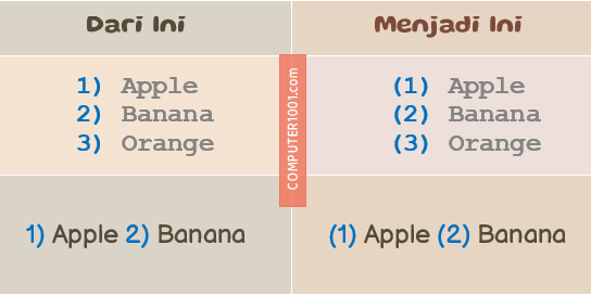 Word: Cara Cepat Replace Penomoran (1) menjadi 1. dan Format Lainnya Word: Cara Cepat Replace Penomoran (1) menjadi 1. dan Format Lainnya
