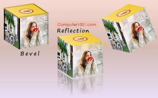 Contoh efek Bevel dan Reflection