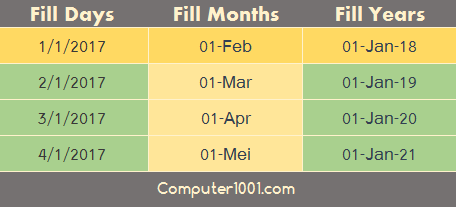 Contoh format tanggal Auto Fill yang lain Contoh format tanggal Auto Fill yang lain