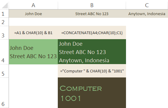 Contoh formula Excel dengan Line Break Contoh formula Excel dengan Line Break
