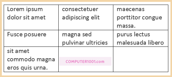 Contoh hasil Convert Text to Table Contoh hasil Convert Text to Table