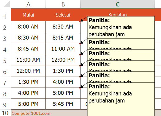 Contoh komentar yang telah disalin
