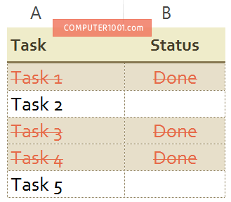 Contoh mencoret data excel dan mengganti warna background Contoh mencoret data excel dan mengganti warna background