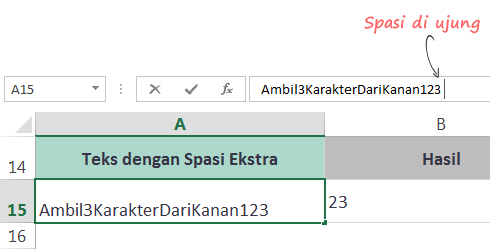Contoh spasi di ujung data Excel Contoh spasi di ujung data Excel