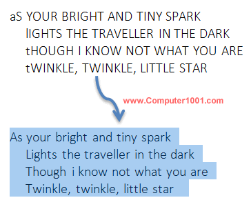 Contoh tOGGLE cASE di Word