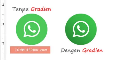 Contoh warna simbol dengan gradien dan tanpa gradien Contoh warna simbol dengan gradien dan tanpa gradien