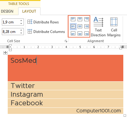 Contoh 2 masalah perataan pada tabel Contoh 2 masalah perataan pada tabel