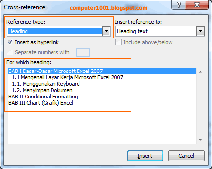 Kotak Dialog Cross-reference