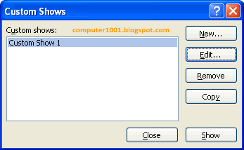 Custom Shows Dialog Box