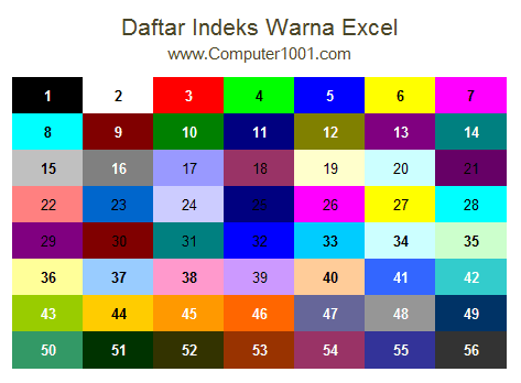 Daftar Indeks Warna Excel Daftar Indeks Warna Excel