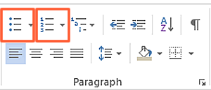Buat menjadi daftar bullet atau numbering