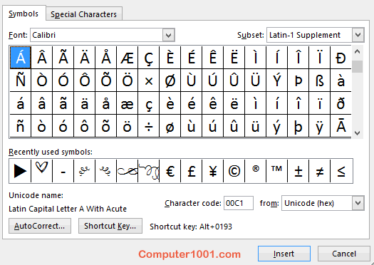 Daftar huruf tanda aksen