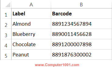 Data barcode di Excel Data barcode di Excel