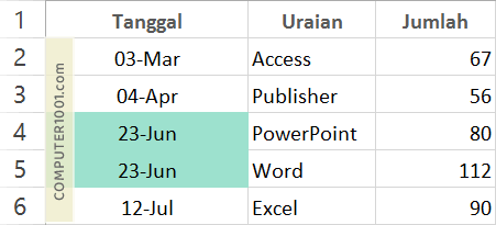 Menyorot Data Tanggal Menyorot Data Tanggal