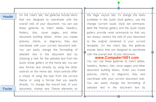 Dua kotak pada header dokumen Dua kotak pada header dokumen