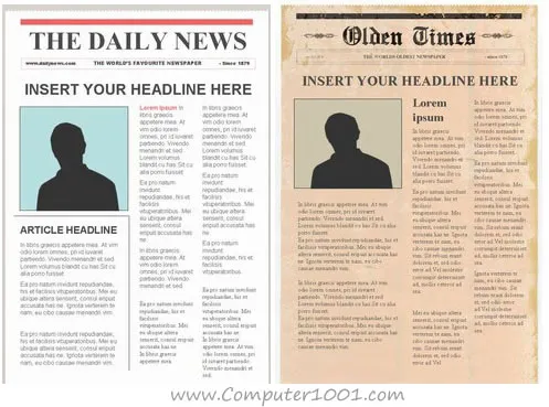 Editable Newspaper Template – Portrait Editable Newspaper Template – Portrait