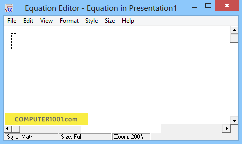Layar Equation Editor di PowerPoint