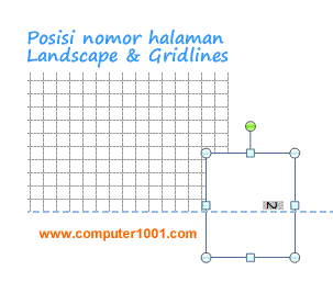 Posisi nomor halaman orientasi portrait di halaman landscape dari gridlines Posisi nomor halaman orientasi portrait di halaman landscape dari gridlines
