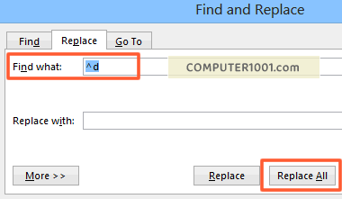 Kotak dialog Find and Replace Word Kotak dialog Find and Replace Word