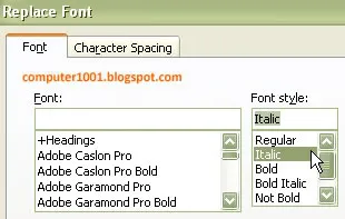 Find and Replace - Font Style - Word