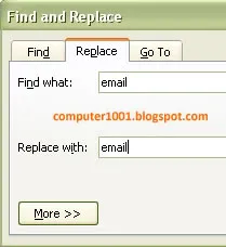 Find and Replace - Find what - Word