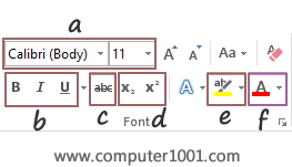 Font grup Microsoft Word 2013