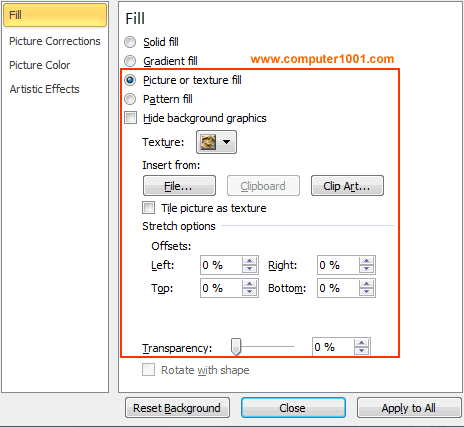 Panel Fill Format Background dengan Gambar Panel Fill Format Background dengan Gambar