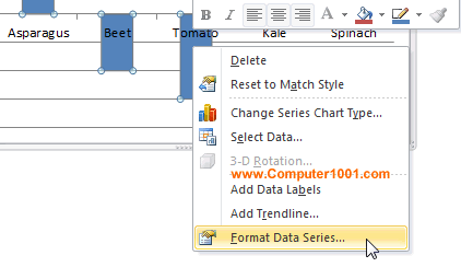 Klik kanan dan pilih Format Data Series