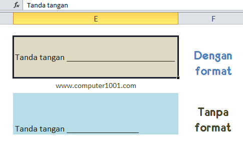 Tampilan tanpa dan dengan format karakter berulang di kolom Excel Tampilan tanpa dan dengan format karakter berulang di kolom Excel