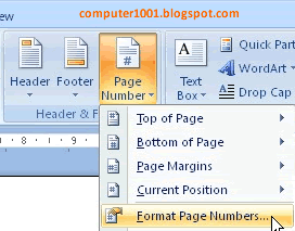 Format Page Numbers Word