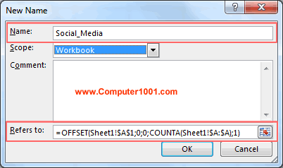 Formula dropdown list
