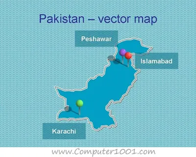 Free PowerPoint map of Pakistan