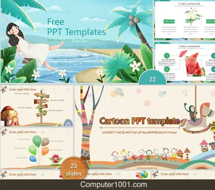 FreePPT7 - cartoon - Template PowerPoint Kartun