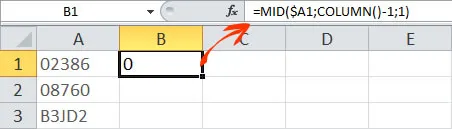 Function Excel untuk Data 1 Karakter per Kolom