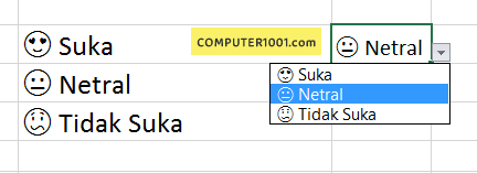 Drop Down List Gabungan Simbol dan Teks Drop Down List Excel Gabungan Simbol dan Teks
