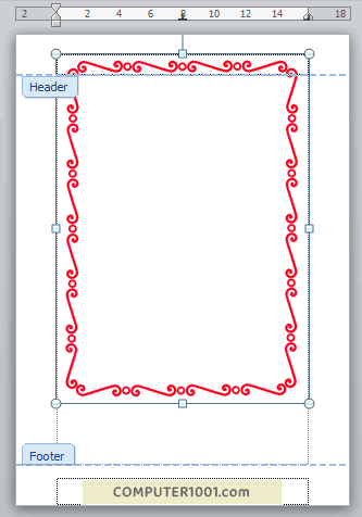 Page border setelah diatur wrap text behind text