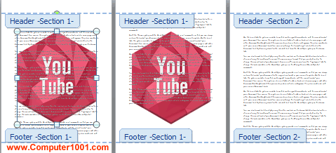Posisi gambar watermark di tengah halaman