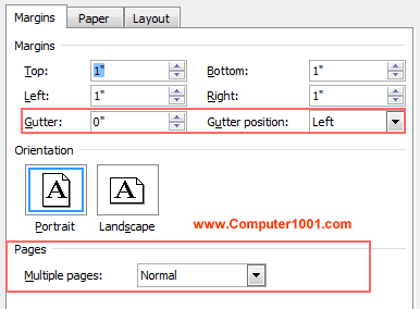 Atur lebar dan posisi Gutter Margin Atur lebar dan posisi Gutter Margin