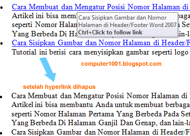 Contoh Sebelum dan Sesudah Hyperlink Dihapus - Word Contoh Sebelum dan Sesudah Hyperlink Dihapus - Word