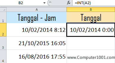 Hasil ekstrak tanggal Excel dengan menggunakan fungsi