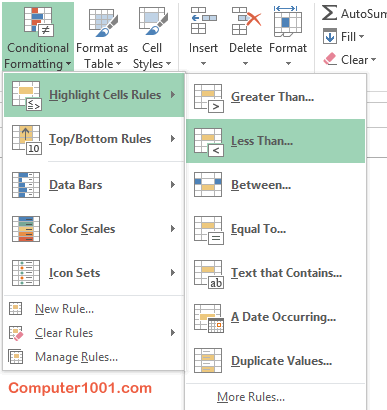 Highlight Cells Rules
