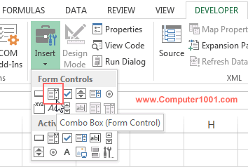 Insert Combo Box Insert Combo Box