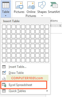 Menyisipkan Lembar Kerja Excel Baru di Word Menyisipkan Lembar Kerja Excel Baru di Word