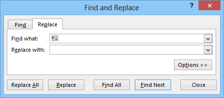 Isi kotak Find what untuk data awal sel