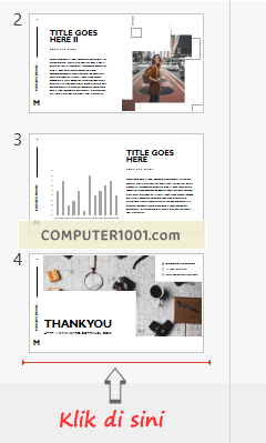 Klik di bagian yang akan disisipkan slide