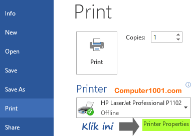 Klik Printer Properties Klik Printer Properties